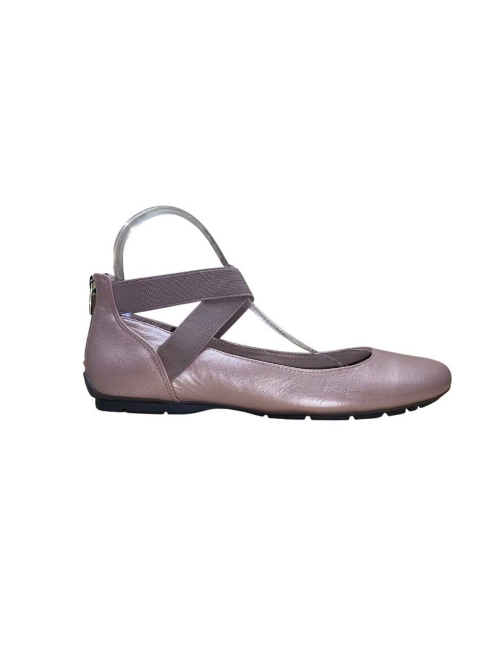 Anne Klein Women’s Pink Leather Elastic Straps Akitcanbe Mule Flats Size 7M